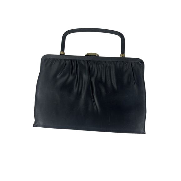 Classy Handbags - Classy‎ Vintage Madane USA 1940s Clutch Black Satin bag, Gold hardware Pristine